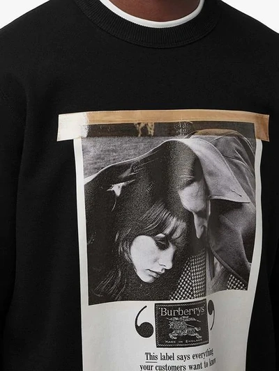 Shop Burberry Archive Campaign Print Cotton Sweatshirt In Black