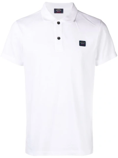 Shop Paul & Shark Logo Patch Polo Shirt - White