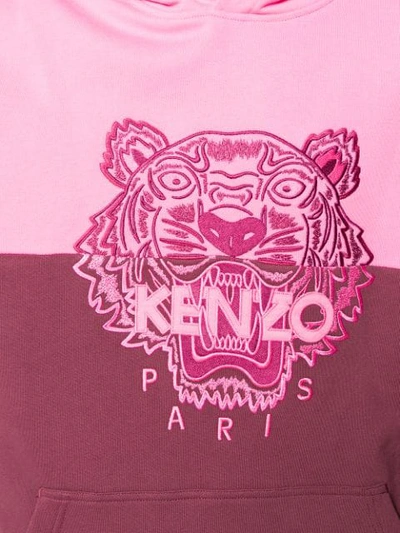 Shop Kenzo Colorblock Tiger Hoodie In Pink