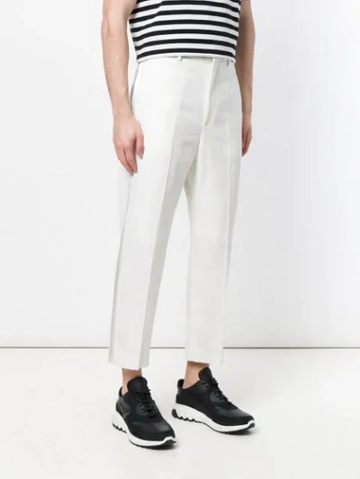 Shop Neil Barrett Cropped Tailored Trousers In White