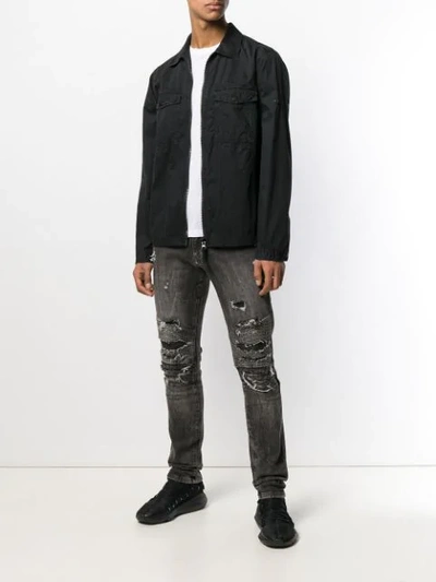 Shop Philipp Plein Distressed Skinny Jeans In Grey