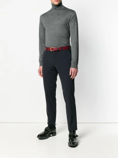 Shop Prada Classic Polo Neck In Grey