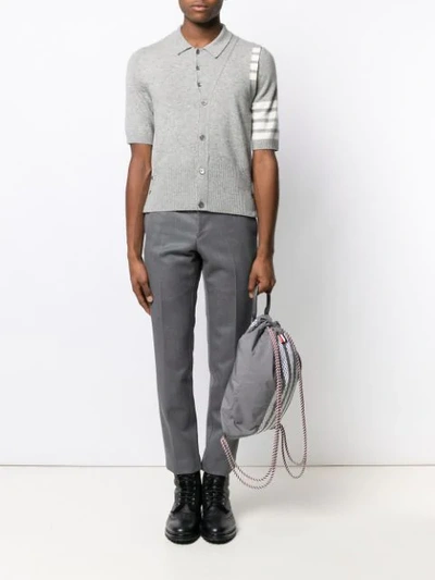 Shop Thom Browne 4-bar 2-in-1 Cashmere Half-vest Polo In Grey