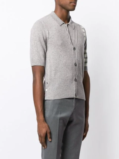 Shop Thom Browne 4-bar 2-in-1 Cashmere Half-vest Polo In Grey