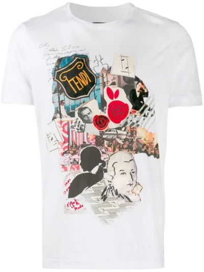 Shop Fendi Karl Kollage Printed T-shirt In White