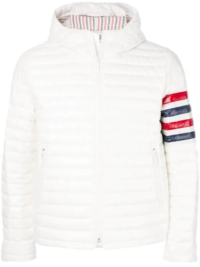 Shop Thom Browne 4-bar Quilted Down Satin Tech Jacket In White