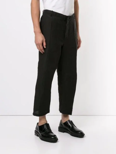 Shop Forme D'expression Asymmetric Belt Loop Cropped Trousers In Black