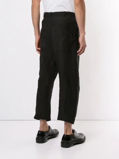 Shop Forme D'expression Asymmetric Belt Loop Cropped Trousers In Black