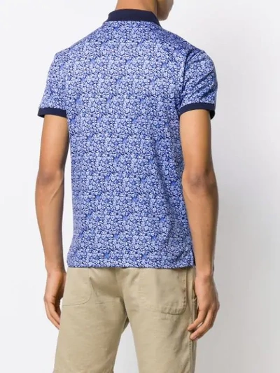 Shop Polo Ralph Lauren Floral Print Polo Shirt In Blue