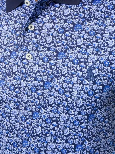Shop Polo Ralph Lauren Floral Print Polo Shirt In Blue