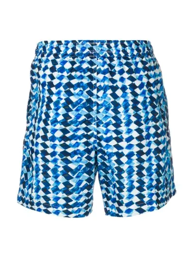 Shop Ermenegildo Zegna Printed Medium Swim Shorts - Blue