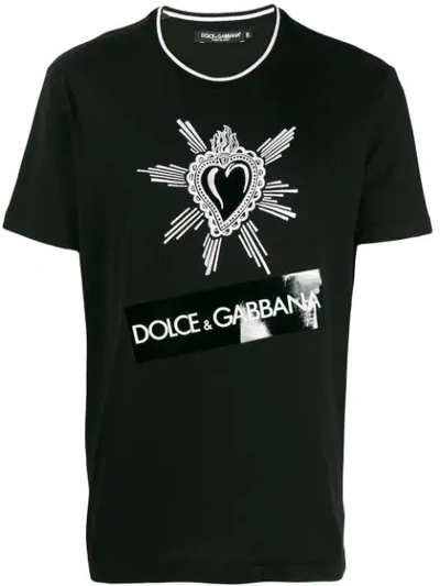 Shop Dolce & Gabbana T-shirt Mit Aufgesticktem Herz In Black