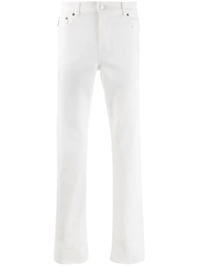 Shop Balenciaga Distressed Straight Fit Jeans In White