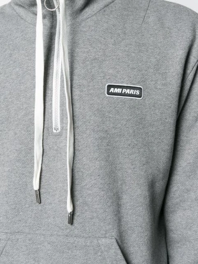 Shop Ami Alexandre Mattiussi Ami Paris Patch Half-zipped Sweatshirt In Grey