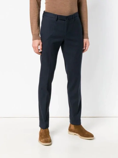 Shop Incotex Micro Pattern Slim-fit Trousers In Blue