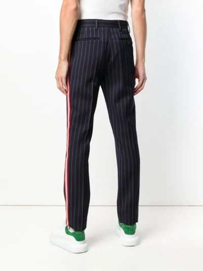 Shop Calvin Klein 205w39nyc Classic Pinstriped Trousers - Blue