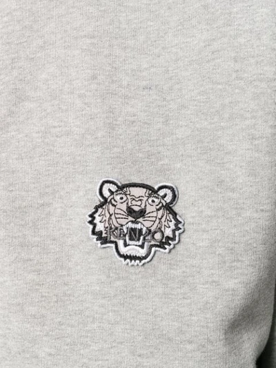 Shop Kenzo Embroidered Tiger Hoodie In Grey
