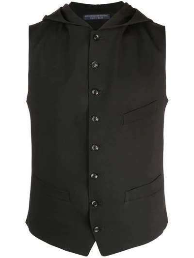 YOHJI YAMAMOTO HOODED VEST - 黑色