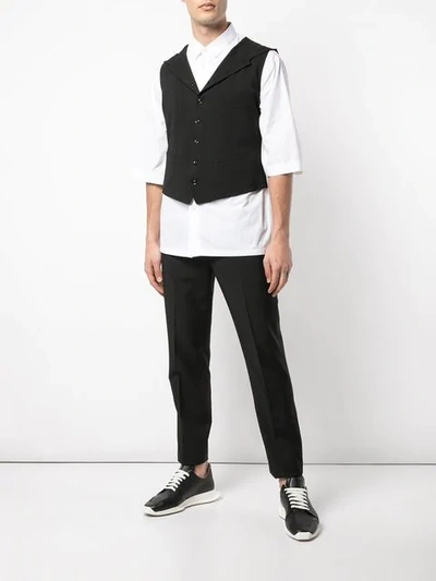 Shop Yohji Yamamoto Hooded Vest In Black