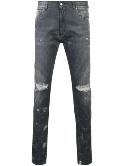 Shop Represent Distressed Straight-leg Jeans - Grey