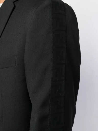Shop Fendi Logo Trim Blazer Jacket In Black