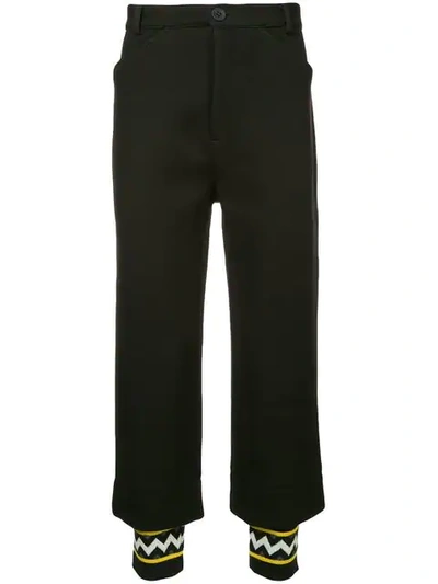 Shop Geym Zig Zag Cuff Trousers In Black