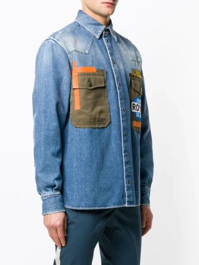 Shop Dolce & Gabbana Patchwork Denim Shirt In Blue