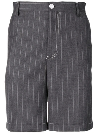 Shop Versace Pinstripe Shorts In Grey