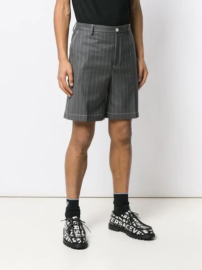 Shop Versace Pinstripe Shorts In Grey