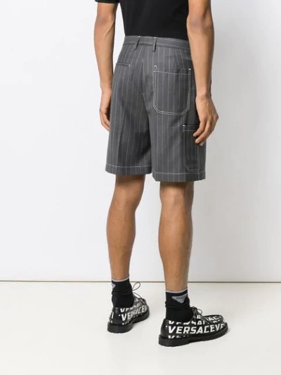 Shop Versace Pinstripe Shorts In Grey