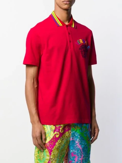 VERSACE MEDUSA LOGO多色POLO衫 - 红色