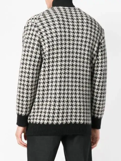 Shop Maison Flaneur Houndstooth Pattern Cardigan In White