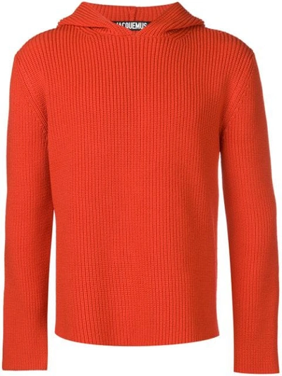 Shop Jacquemus La Maille Capuche Hoodie In Red