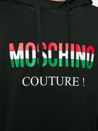 Shop Moschino Printed Logo Hoodie In Black
