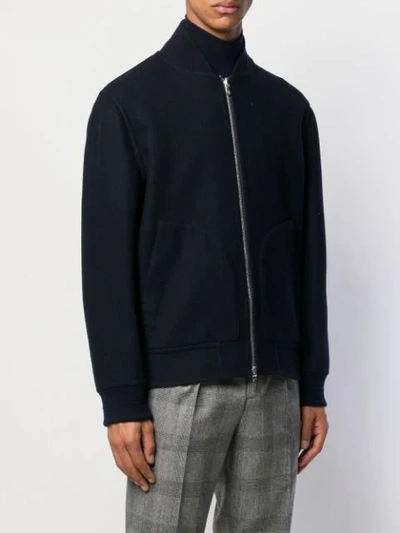 Shop Brunello Cucinelli Zipped Bomber Jacket In Blue