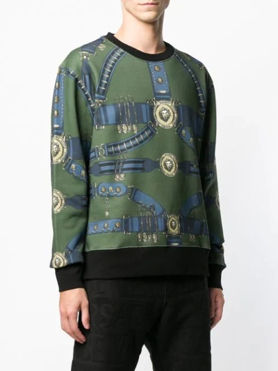 Shop Versus Heritage Belt Print Sweatshirt In Green