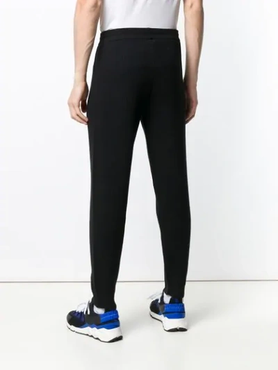 Shop Kenzo Ribbed Knit Logo Track Trousers In Black