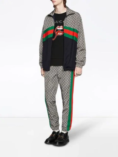 Shop Gucci Mouth Jersey Sweatshirt In Black