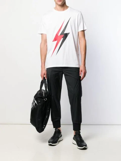 Shop Neil Barrett Lightning Bolt T-shirt In White