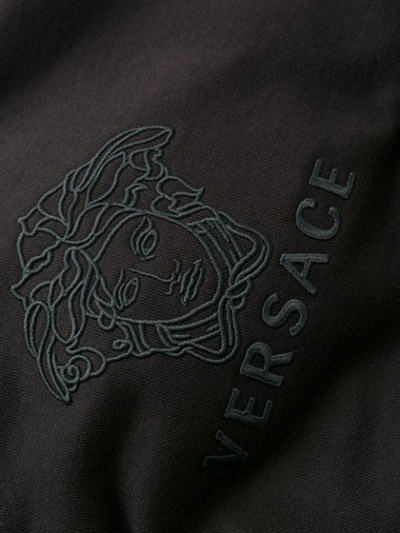 Shop Versace Medusa Embroidered Hoodie In Black