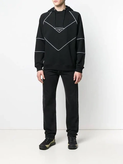 Shop Givenchy Contrast Trim Logo Hoodie In Black