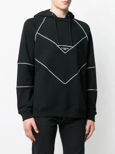 Shop Givenchy Contrast Trim Logo Hoodie In Black