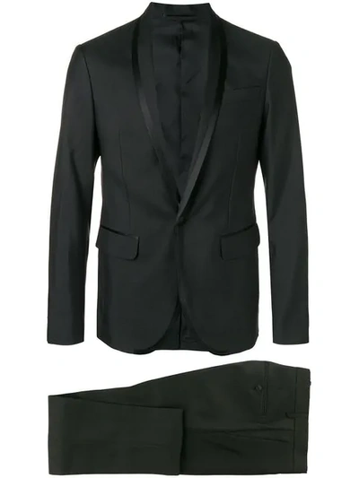 Shop Dsquared2 Silk Trimmed Dinner Suit In Black