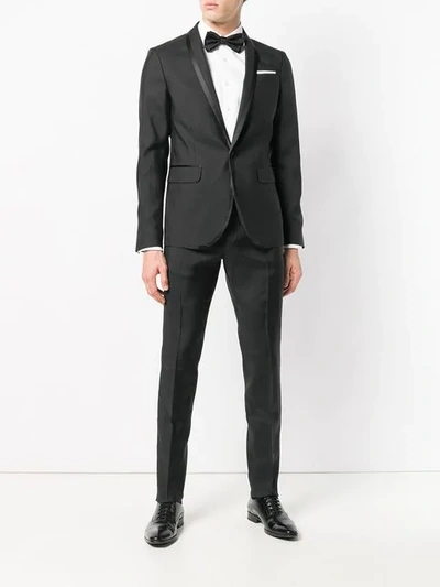 Shop Dsquared2 Silk Trimmed Dinner Suit In Black