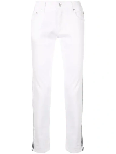 Shop Dolce & Gabbana Stretch Side Stripe Jeans In White