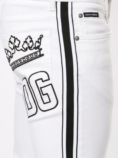 Shop Dolce & Gabbana Stretch Side Stripe Jeans In White