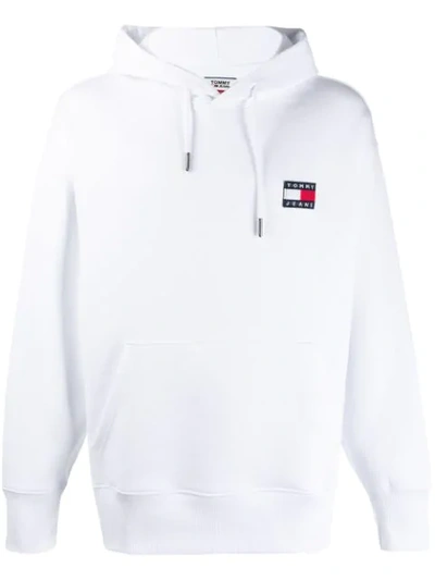 TOMMY JEANS LOGO DRAWSTRING HOODIE - 白色