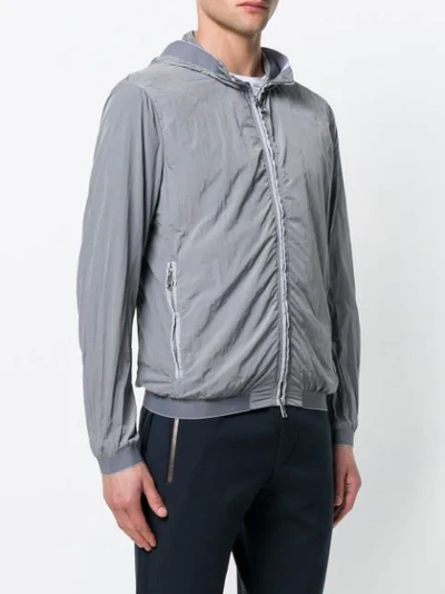 Shop Emporio Armani Lightweight Hooded Jacket In Grey