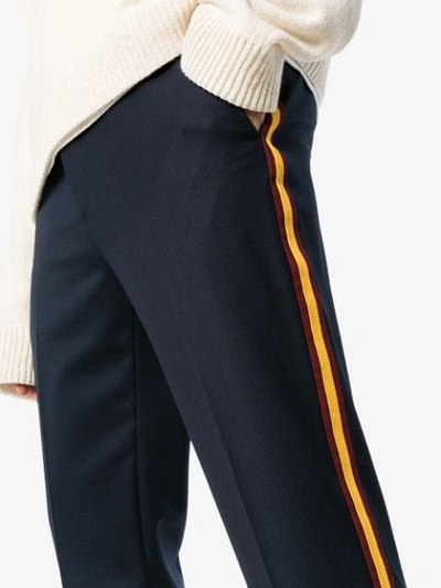 Shop Calvin Klein 205w39nyc Navy Wide Leg Side Stripe Trousers In Blue