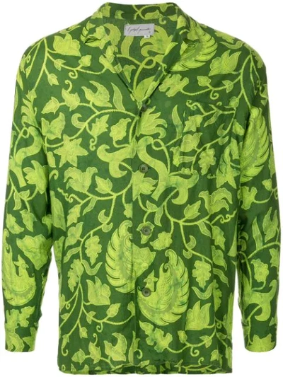 Pre-owned Yohji Yamamoto Vintage Floral Print Shirt In Green